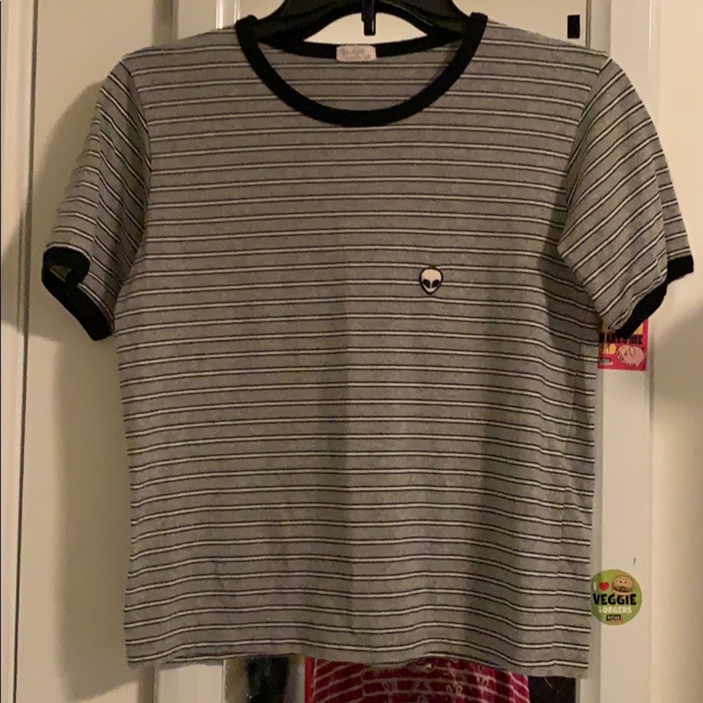 Brandy Melville Alien patch striped tee